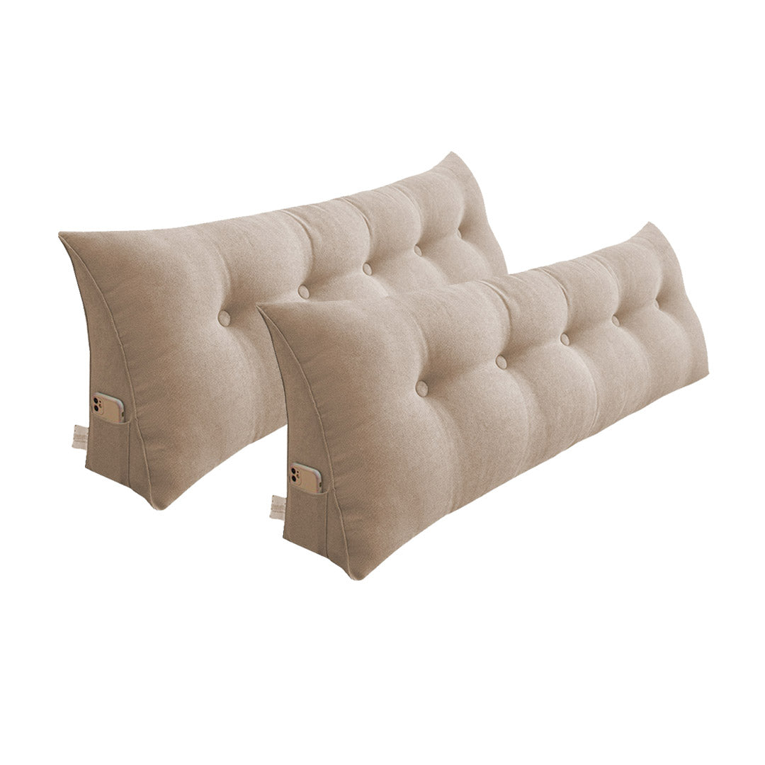 SOGA 2X 180cm Beige Triangular Wedge Bed Pillow Headboard Backrest Bedside Tatami Cushion Home Decor - Cafe Supply