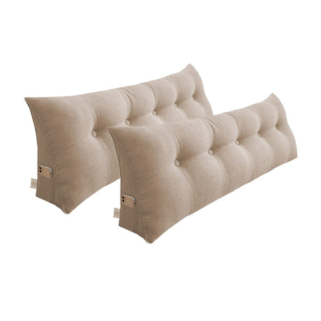 SOGA 2X 180cm Beige Triangular Wedge Bed Pillow Headboard Backrest Bedside Tatami Cushion Home Decor - Cafe Supply