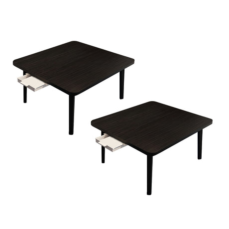 SOGA 2X  Black Portable Floor Table Small Square Space-Saving Mini Desk Home Decor - Cafe Supply
