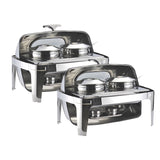 SOGA 2X 6.5L Stainless Steel Double Soup Tureen Bowl Station Roll Top Buffet Chafing Dish Catering Chafer Food Warmer Server - Cafe Supply