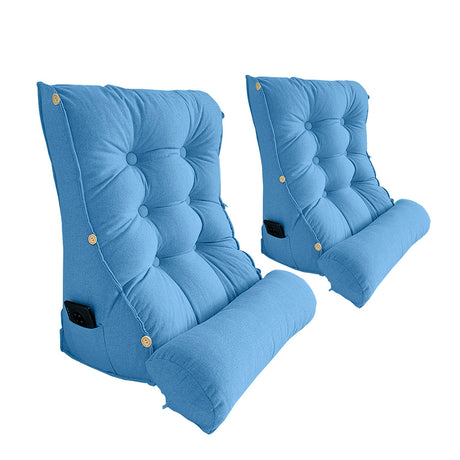 SOGA 2X 45cm Blue Triangular Wedge Lumbar Pillow Headboard Backrest Sofa Bed Cushion Home Decor - Cafe Supply