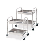 SOGA 2X 2 Tier 95x50x95cm Stainless Steel Kitchen Trolley Bowl Collect Service FoodCart Large - Cafe Supply