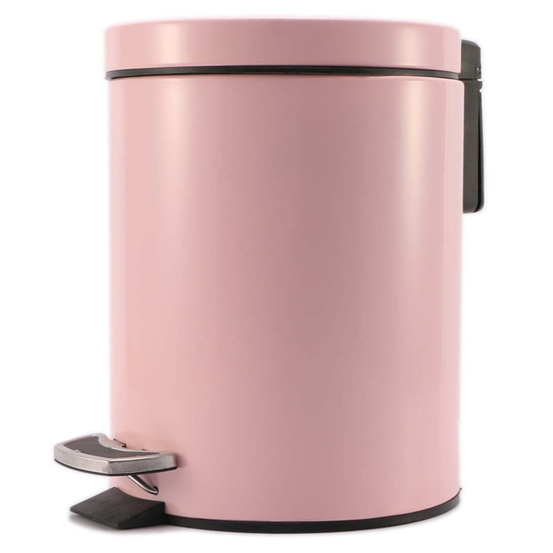 SOGA Foot Pedal Stainless Steel Rubbish Recycling Garbage Waste Trash Bin Round 12L Pink - Cafe Supply