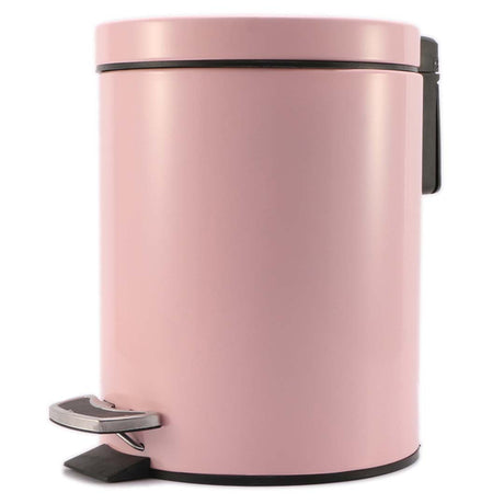 SOGA Foot Pedal Stainless Steel Rubbish Recycling Garbage Waste Trash Bin Round 12L Pink - Cafe Supply