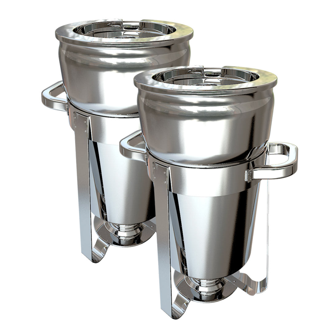 SOGA 2X 11L Round Stainless Steel Soup Warmer Marmite Chafer Full Size Catering Chafing Dish - Cafe Supply