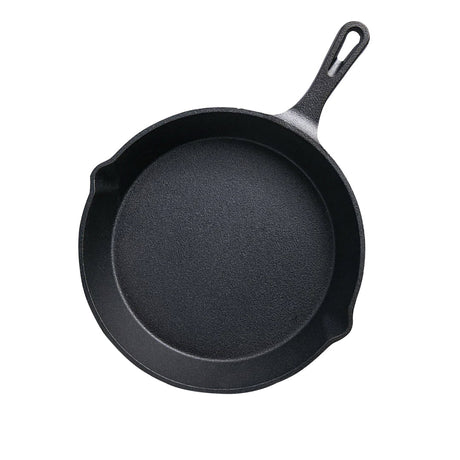 SOGA 26cm Round Cast Iron Frying Pan Skillet Steak Sizzle Platter with Handle - Cafe Supply