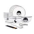 SOGA White Antler Printed Ceramic Dinnerware Set Crockery Soup Bowl Plate Server Kitchen Home Decor Set of 13 - Cafe Supply
