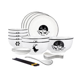 SOGA White Antler Printed Ceramic Dinnerware Set Crockery Soup Bowl Plate Server Kitchen Home Decor Set of 13 - Cafe Supply