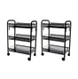 SOGA 2X 3 Tier Steel Black Bee Mesh Kitchen Cart Multi-Functional Shelves Portable Storage Organizer with Wheels - Cafe Supply