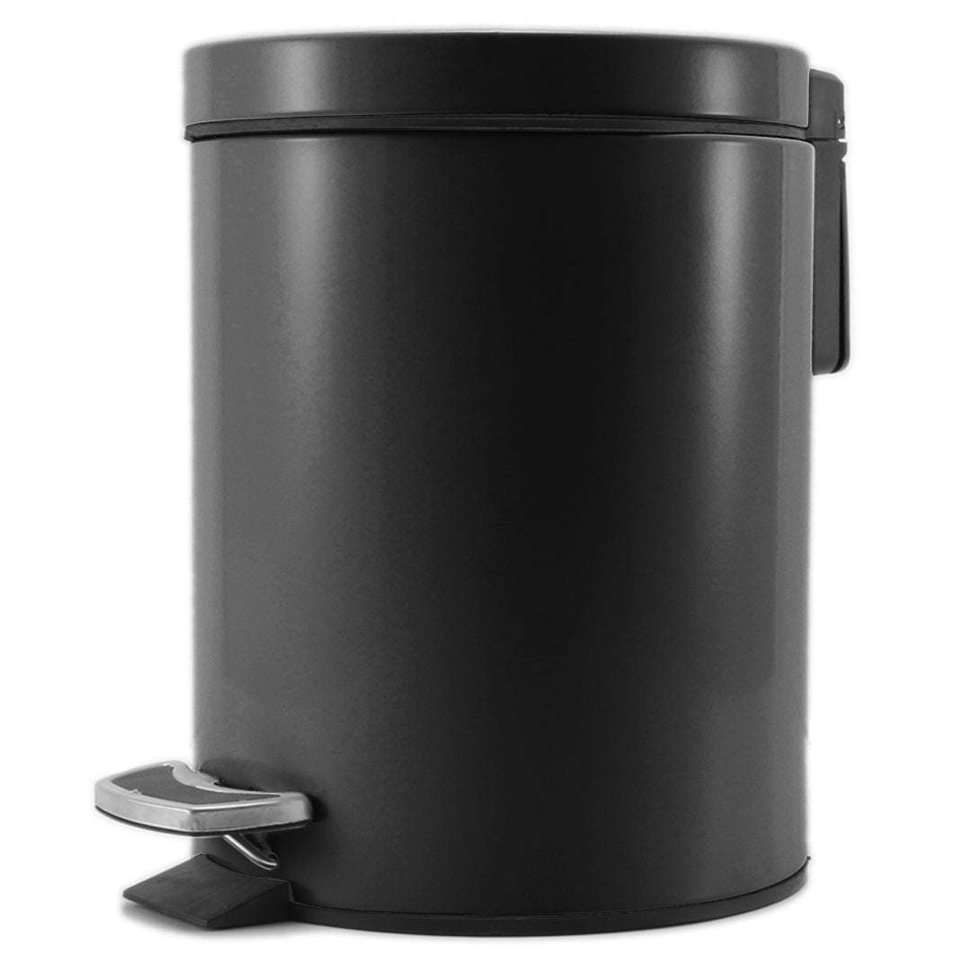 SOGA Foot Pedal Stainless Steel Rubbish Recycling Garbage Waste Trash Bin Round 12L Black - Cafe Supply
