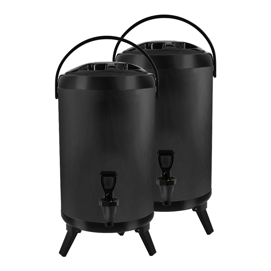 SOGA 2X 12L Stainless Steel Insulated Milk Tea Barrel Hot and Cold Beverage Dispenser Container with Faucet Black - Cafe Supply