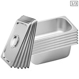 SOGA 6X Gastronorm GN Pan Full Size 1/3 GN Pan 10cm Deep Stainless Steel Tray With Lid - Cafe Supply