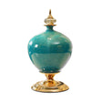 SOGA 38.50cm Ceramic Oval Flower Vase with Gold Metal Base Green - Cafe Supply