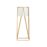 SOGA 70cm Gold Metal Plant Stand with White Flower Pot Holder Corner Shelving Rack Indoor Display - Cafe Supply
