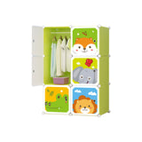 SOGA 6 Cubes Animal Design Portable Wardrobe Divide-Grid Modular Storage Organiser Foldable Closet - Cafe Supply