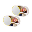 SOGA 2X 39cm Oval Wall-Mounted Mirror Storage Box Vanity Mirror Rack Bathroom Adhesive Shelf Home Organiser Decor - Cafe Supply