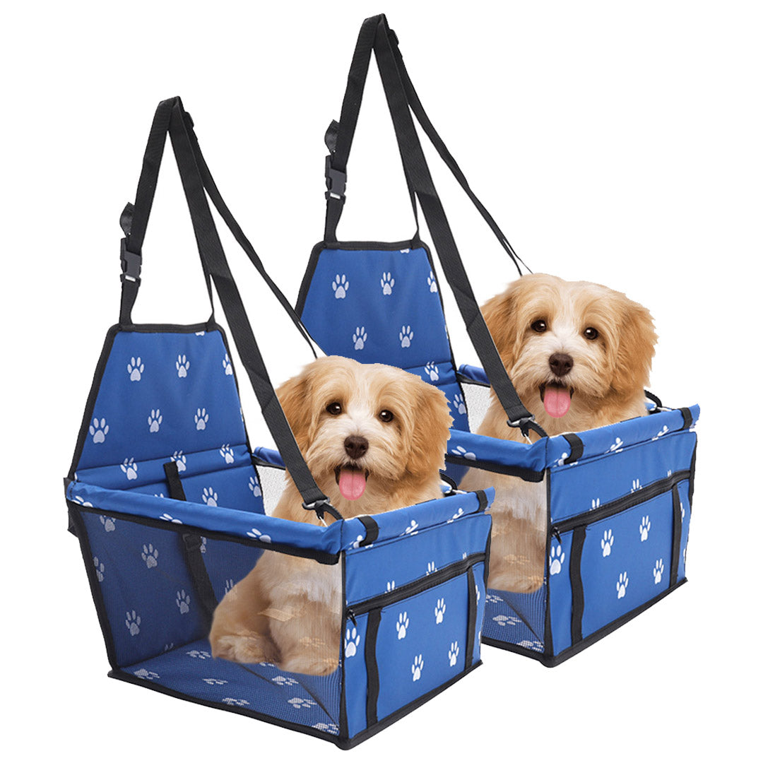 SOGA 2X Waterproof Pet Booster Car Seat Breathable Mesh Safety Travel Portable Dog Carrier Bag Blue - Cafe Supply