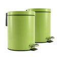 SOGA 2X Foot Pedal Stainless Steel Rubbish Recycling Garbage Waste Trash Bin Round 12L Green - Cafe Supply