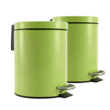 SOGA 2X Foot Pedal Stainless Steel Rubbish Recycling Garbage Waste Trash Bin Round 12L Green - Cafe Supply