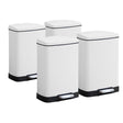 SOGA 4X Foot Pedal Stainless Steel Rubbish Recycling Garbage Waste Trash Bin Rectangular Shape 12L White - Cafe Supply