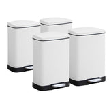 SOGA 4X Foot Pedal Stainless Steel Rubbish Recycling Garbage Waste Trash Bin Rectangular Shape 12L White - Cafe Supply