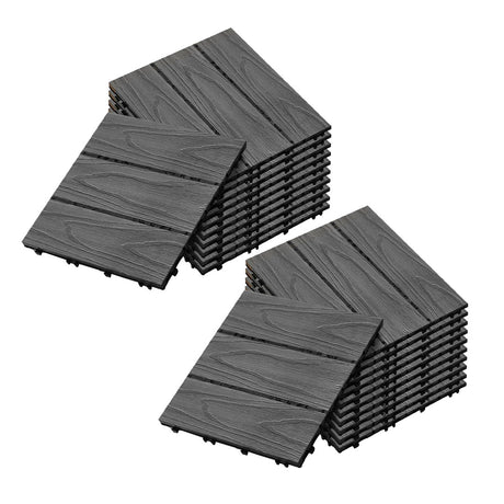 SOGA 2X 11 pcs Dark Grey DIY Wooden Composite Decking Tiles Garden Outdoor Backyard Flooring Home Decor - Cafe Supply
