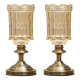 SOGA 2X 28cm Transparent Glass Flower Vase with Metal Base Filler Vase - Cafe Supply