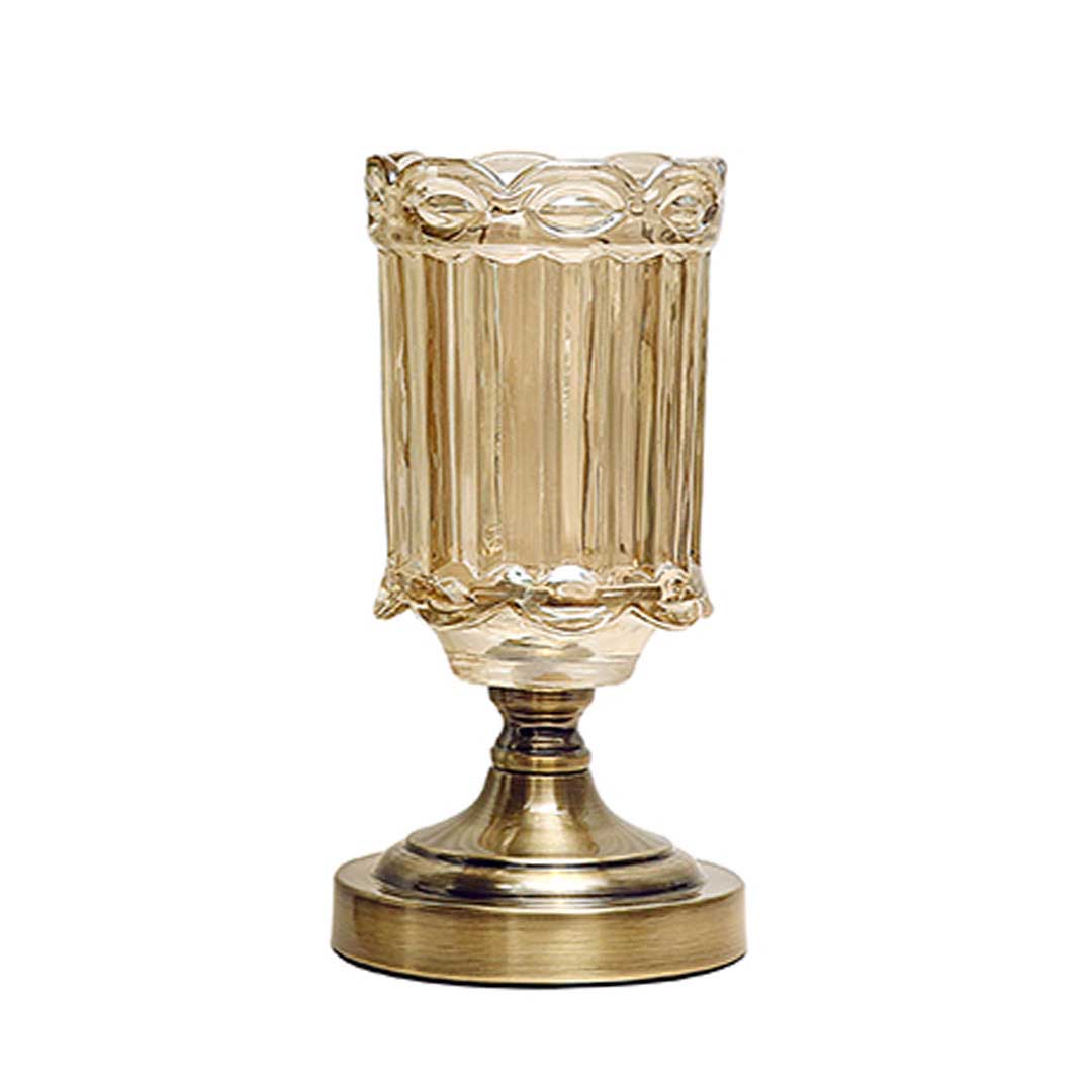 SOGA 25cm Transparent Glass Flower Vase with Metal Base Filler Vase - Cafe Supply