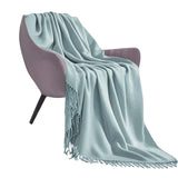 SOGA Grey Acrylic Knitted Throw Blanket Solid Fringed Warm Cozy Woven Cover Couch Bed Sofa Home Decor - Cafe Supply
