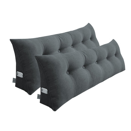 SOGA 2X 180cm Dark Grey Triangular Wedge Bed Pillow Headboard Backrest Bedside Tatami Cushion Home Decor - Cafe Supply