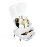 SOGA 29cm White Countertop Makeup Cosmetic Storage Organiser Skincare Holder Jewelry Storage Box with Handle - Cafe Supply