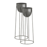 SOGA 2X 50cm Round Wire Metal Flower Pot Stand with Black Flowerpot Holder Rack Display - Cafe Supply