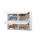 SOGA 4 Tier 2 Column White Shoe Rack Organizer Sneaker Footwear Storage Stackable Stand Cabinet Portable Wardrobe with Cover - Cafe Supply