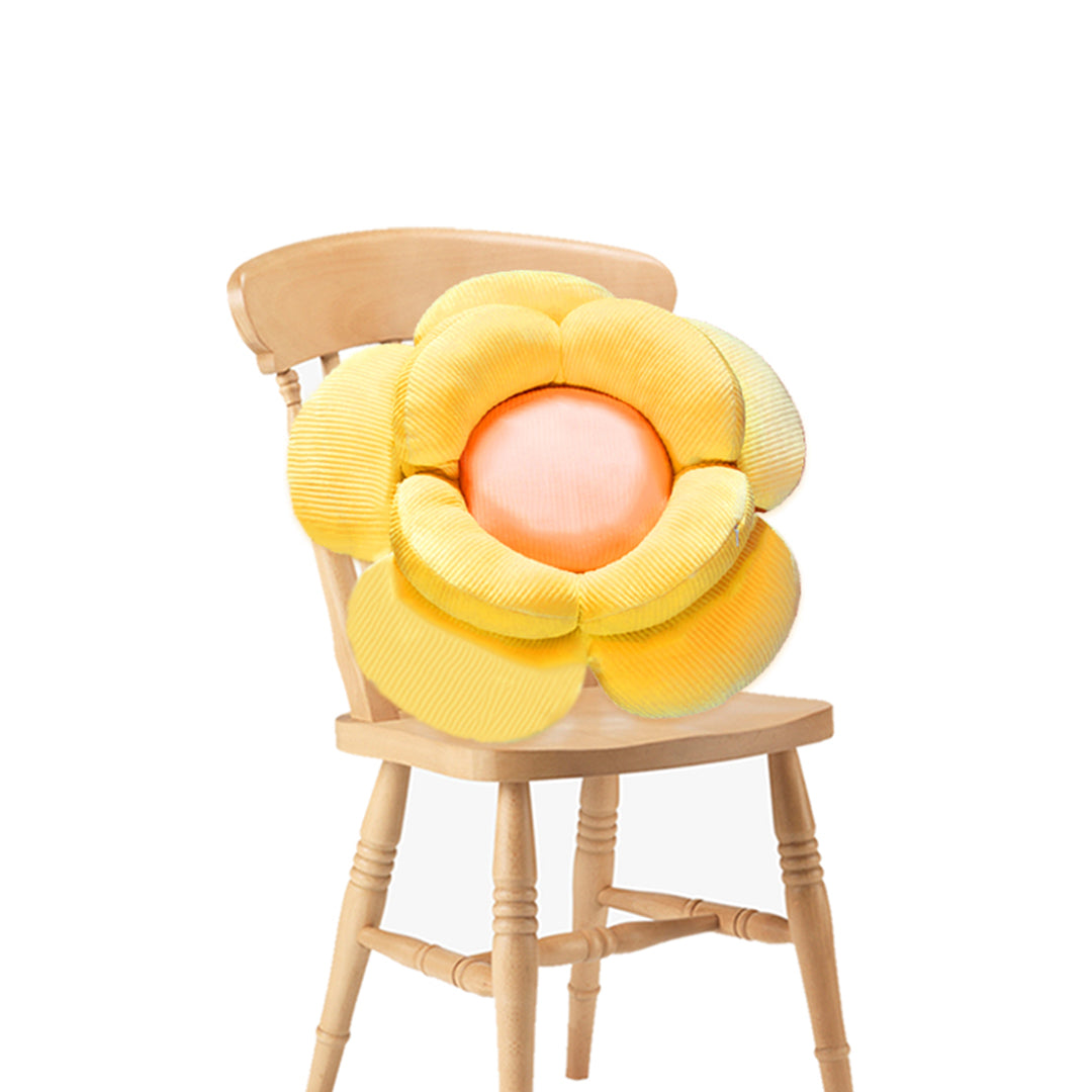 SOGA Yellow Double Flower Shape Cushion Soft Bedside Floor Plush Pillow Home Decor - Cafe Supply