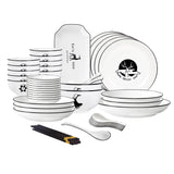 SOGA White Antler Printed Ceramic Dinnerware Set Crockery Soup Bowl Plate Server Kitchen Home Decor Set of 34 - Cafe Supply