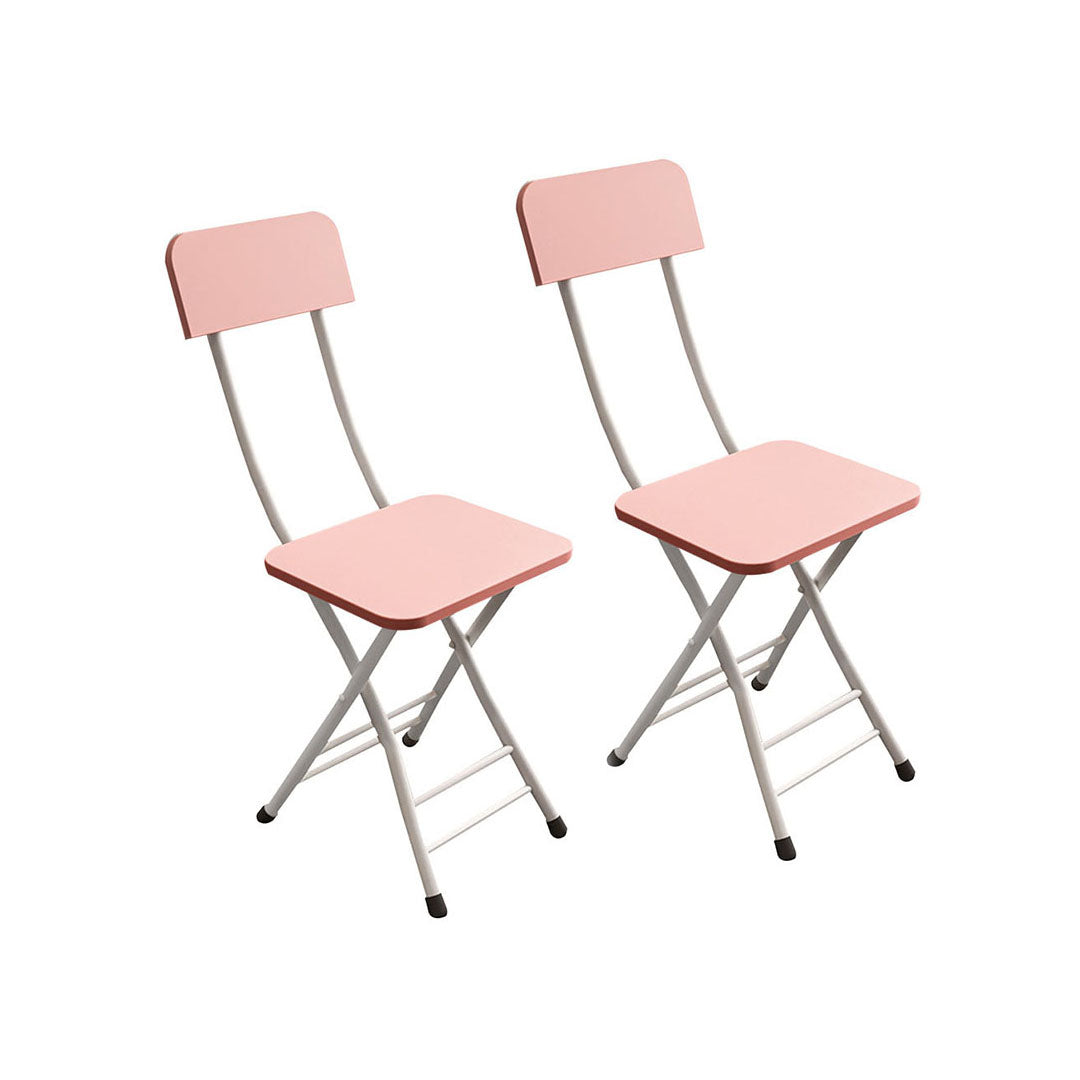SOGA Pink Foldable Chair Space Saving Lightweight Portable Stylish Seat Home Decor Set of 2 - Cafe Supply