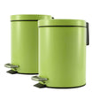 SOGA 2X 7L Foot Pedal Stainless Steel Rubbish Recycling Garbage Waste Trash Bin Round Green - Cafe Supply