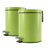 SOGA 2X 7L Foot Pedal Stainless Steel Rubbish Recycling Garbage Waste Trash Bin Round Green - Cafe Supply