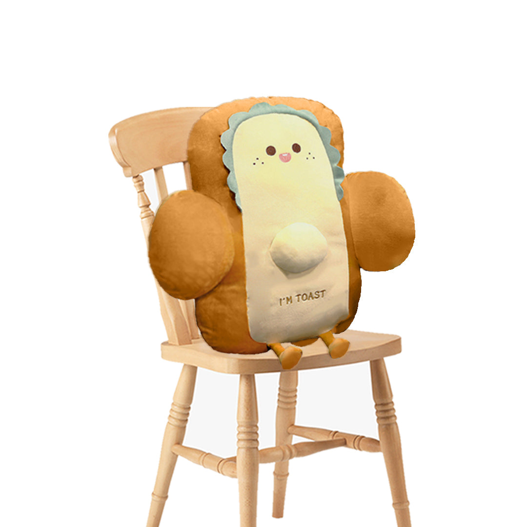 SOGA 58cm Smiley Face Toast Bread Cushion Stuffed Car Seat Plush Cartoon Back Support Pillow Home Decor - Cafe Supply