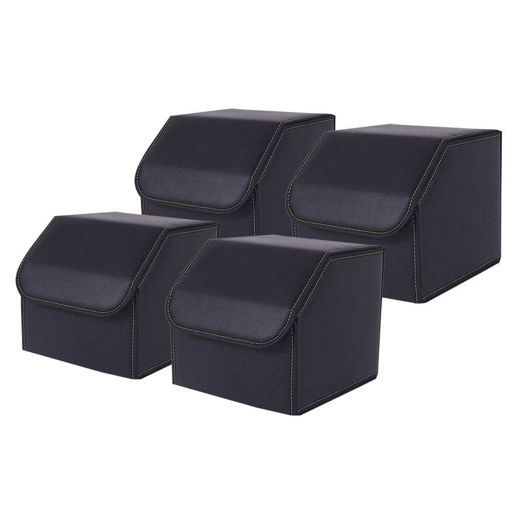 SOGA 4X Leather Car Boot Collapsible Foldable Trunk Cargo Organizer Portable Storage Box Black Small - Cafe Supply