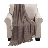 SOGA Coffee Textured Knitted Throw Blanket Warm Cozy Woven Cover Couch Bed Sofa Home Decor with Tassels - Cafe Supply