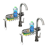 SOGA 2X Dark Grey Single Kitchen Sink Organiser Faucet Soap Sponge Caddy Rack Storage Drainer - Cafe Supply