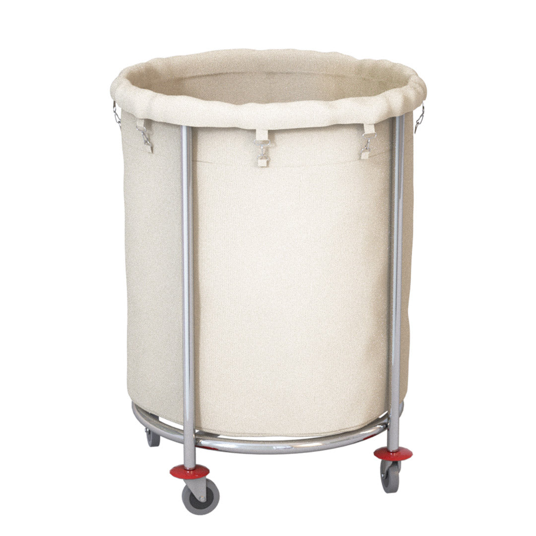SOGA Stainless Steel Commercial Round Soiled Linen Laundry Trolley Cart with Wheels White - Cafe Supply