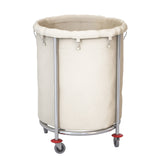 SOGA Stainless Steel Commercial Round Soiled Linen Laundry Trolley Cart with Wheels White - Cafe Supply