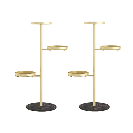 SOGA 2X 3 Tier Gold Round Plant Stand Flowerpot Tray Display Living Room Balcony Metal Decorative Shelf - Cafe Supply