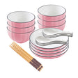 SOGA Pink Japanese Style Ceramic Dinnerware Crockery Soup Bowl Plate Server Kitchen Home Decor Set of 10 - Cafe Supply