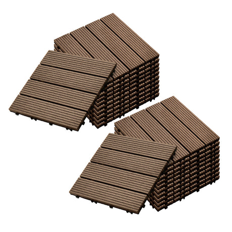 SOGA 2X 11 pcs Dark Chocolate DIY Wooden Composite Decking Tiles Garden Outdoor Backyard Flooring Home Decor - Cafe Supply