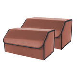 SOGA 2X Leather Car Boot Collapsible Foldable Trunk Cargo Organizer Portable Storage Box Coffee Large - Cafe Supply