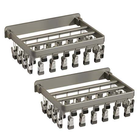 SOGA 2X Wall-Mounted Clothes Hanger Multi-Clamp Laundry Drying Wall Rack - Cafe Supply