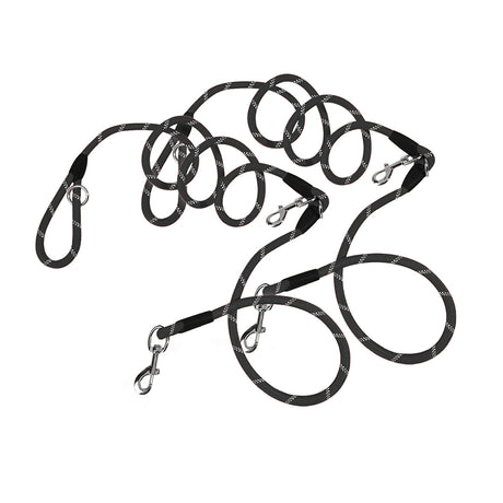 SOGA 2X 220cm Multifunction Hands-Free Rope Pet Cat Dog Puppy Double Ended Leash for Walking Training Tracking Obedience Black - Cafe Supply
